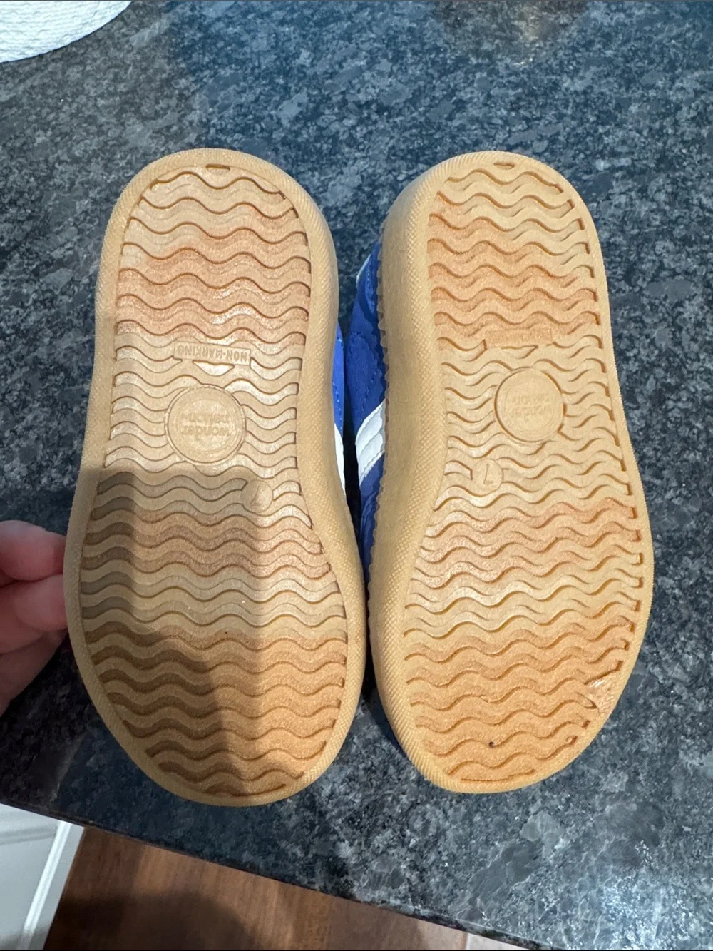 wonder nation Blue Velcro Kids Sneakers with Tan Sole